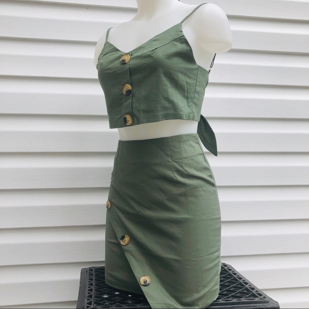 NEW Olive Green Two Piece Outfit - Picture 7 of 8